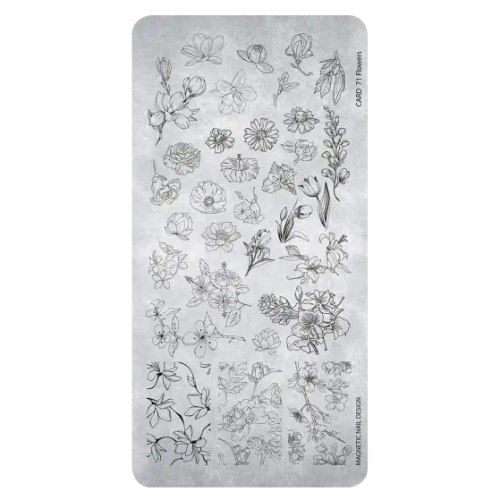 Stampingplate 71 Flowers Magnetic Nail Design - 1