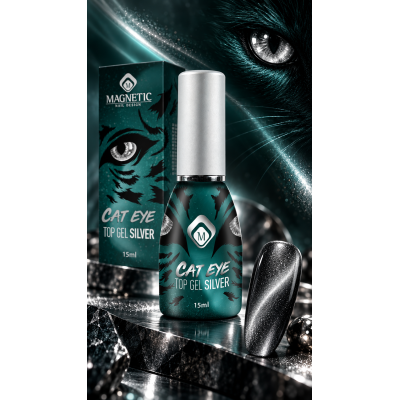 Cat Eye Top Gel Silver No Wipe | Топ гел котешко око Magnetic Nail Design - 4 Cat Eye Top Gel Silver No Wipe | Топ гел котешко око Magnetic Nail Design - 4