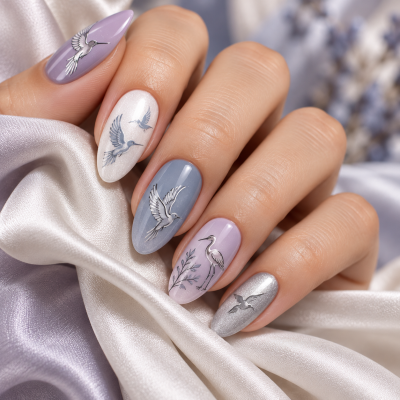 Печат за нокти Birds с артистични мотиви за nail art Печат за нокти Birds с артистични мотиви за nail art