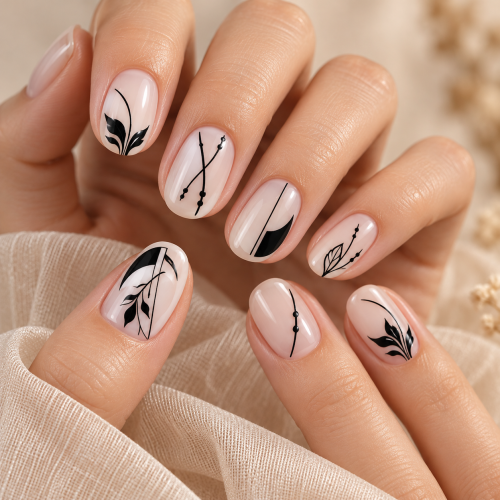 Botanical Lines стикери за нокти за минималистичен nail art 2