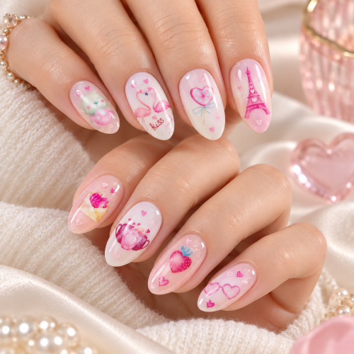 Romantic Sweet Love водни nail art стикери за бърз салонен дизайн