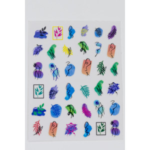 тикери за нокти Botanical Abstract Art – цветни листа, цветя и абстрактни линии