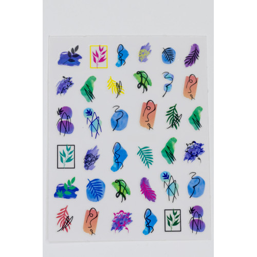 тикери за нокти Botanical Abstract Art – цветни листа, цветя и абстрактни линии