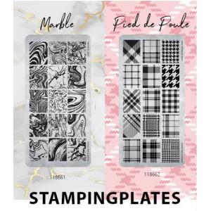 Stamping Plate "Marble" + "Pied de Poule" Общо 2 пецата