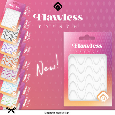 Flawless French сет 8 Самозалепващи стикери за френски маникюр  - 1