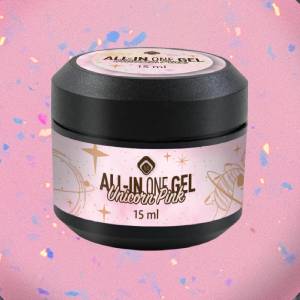 All in One Gel Unicorn Pink All in One Gel «Unicorn Pink» TPO Free – вълшебен розов блясък All in One Gel Unicorn Pink TPO Free е прозрачен гел, изпъстрен с розово-лилави холограмни частици, които създават магичен „еднорогов“ ефект. Този гел обединява изграждане, укрепване и декорация в една стъпка – идеален е за смели дизайни, омбре ефекти и фантастични акценти. Формулата е TPO-free, което осигурява комфортно изпичане без парене и минимален риск от алергии.